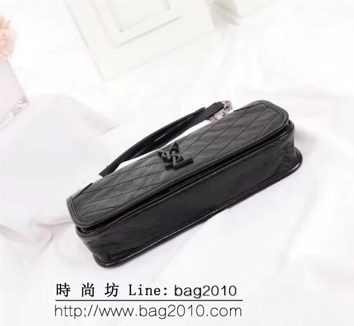 YSL聖羅蘭 專櫃對版同步新款 爆裂抓皺皮百搭鏈條包 504865 YAS1133